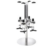 Soporte de pared giratorio de 4 botellas Vino, cerveza, licor, dispensador de bebidas, barra para el hogar, estante de vertero, jugo de vino plata
