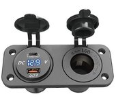 12V USB Tipo-C y QC3.0 Toma de corriente de puerto USB para automóvil Toma de cargador Puerto de carga para automóvil Toma de coche USB para barco ...