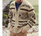 Hombre Caqui Zip Cardigan Jacquard Jersey de punto Otoño/invierno Ropa de abrigo XL