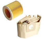 5x Bolsa de polvo 1x Filtro para aspiradora Karcher Wd3 Premium[hs]