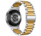 Para Samsung Galaxy Watch7 44 mm 40 mm correa de reloj de acero inoxidable con correa de muñeca de 3 cuentas Oro plata