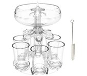 Dispensador de licor de vino de 6 tragos con 6 vasos Dispensador de cerveza de whisky de vino Estación dispensadora de bebidas para fiestas Transpa...