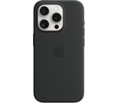 Para Apple iPhone 15 Pro Funda de silicona con MagSafe Negro