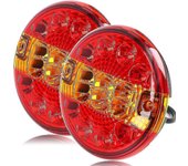 2pcs 12 / 24V Led luz redonda remolque luz trasera Hamburgo iluminación para caravana camión (rojo y ámbar, redondo)