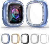 5 Pack Protector de pantalla Funda Compatible Fitbit Versa 4 / Sense 2, Soft Tpu Bumper Glitter Diamonds Cover