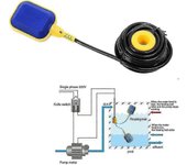Interruptor de flotador con cables de 4 m, interruptor de flotador de 220v 10a Controlador de nivel de agua de control automático para bomba de tan...