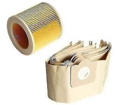 5x bolsa de polvo 1x filtro para aspiradora Karcher Wd3 [DB] S202412308482
