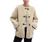 Abrigo de forro polar de piel sintética de gran tamaño para mujer Abrigos de invierno Abrigo casual de botonadura sencilla con bolsillos Medio