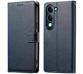 Para vivo Y04 4G Y29s 5G Stand Case Litchi Texture Leather Wallet Funda Phone Snap Magnético - Dark Bl Multicolor Dark Blue