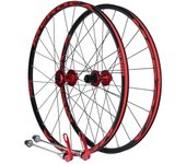 Juego de ruedas de bicicleta de montaña de 1 par de llantas de aleación de aluminio de 26/27,5 pulgadas Anillo de rueda 24H Rojo 26inch