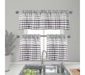 Cortinas de cocina Decoración Cortina de ventana Café de lujo Topper Topper Cortinas Gris claro 74cmx90cm