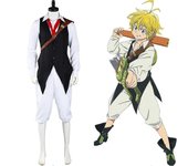 Los Siete Pecados Capitales Cosplay Meliodas Cosplay Disfraz Camisa Pantalones Atuendos Traje Completo Negro L