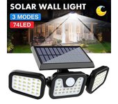 Al aire libre 74 Led Solar Powered Pir Motion Sensor Wall Light Garden Security Lamp