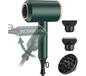 Secador de pelo plegable de viaje pequeño de 2000 W, secador de pelo ligero de iones con 2 boquillas de peinado y 1 difusor fo