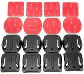 Accesorio de cámara deportiva Gopro, base plana curvada Base de montaje para casco Base de montaje Adhesivo 8 bases de soporte planas curvas negras