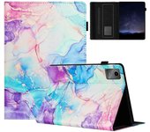 Para Lenovo Tab M11 / Xiaoxin Pad 11 2024 Funda protectora de tableta de cuero mármol Auto Wake Sleep Azul púrpura