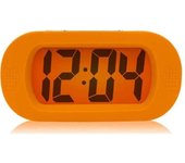 Reloj despertador LCD resistente a los golpes con luz nocturna (naranja)
