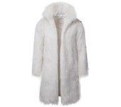 Abrigo largo de piel sintética para hombres Cuello de invierno Chaqueta de abrigo de ropa exterior blanco y negro S
