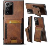 Para Samsung Galaxy Note20 Ultra / Note20 Ultra 5G Funda de teléfono con soporte de textura cerosa Marrón