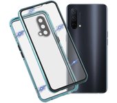 Para OnePlus Nord CE 5G Funda de teléfono de vidrio templado de metal magnético de cubierta completa Verde