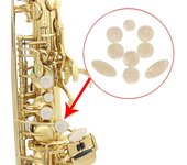 9pcs White Mother of Pearl Shell Key Button Inlays para saxofón de saxo tenor / alto / soprano Blanco