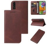 Para Samsung Galaxy A90 5G Funda de teléfono de cuero con cierre magnético Marrón