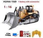 1569 1:16 8ch Rc Bulldozer Control remoto Camión Hobby Ingeniería Vehículo Máquina en Control Juguetes de coche para niños Niños