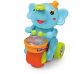 Juguete musical del tamborilero del elefante que camina, juguete del elefante para niños, coche eléctrico con luces LED Azul