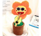 ¡Juguete de girasol bailando que repite lo que dices! Con grabación de canto brillante, girasol peluche saxofón para niños Juguete rosa Naranja