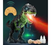 Morakot Juguetes de dinosaurios a control remoto para niños 3-5 5-7 8-12, juguetes de dinosaurios T-Rex de robot caminante RC grande, spray de llam...