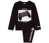 Vanilla Underground PlayStation Boys Manga larga Pierna larga Pijama Set Negro Controlador de juego y símbolos Impresión gráfica 7-8 Years