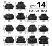 14x Multipack Universal Suspensión de Coche Rótula de dirección Goma Cubierta de bota Polvo Pista Tirantes Barras giratorias Extremos Juego de piez...