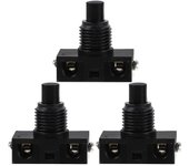 Interruptor de reinicio automático de 3 piezas Interruptor de botón pulsador doméstico de reemplazo para luz Negro 2.6X2.4cm