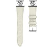 Para Huami Amazfit GTR 42mm Correa Ajustable de Cuero de Vaca Genuino Decoración de Flores - Blanco Multicolor White