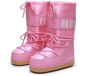 Botas de nieve de invierno 2022 Botas de esquí de mujer Peludas con cordones a media plataforma de pantorrilla Fondo plano con botas de esquí blanc...