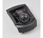 Para Seat Ibiza 2002 2003 2004 2005 2006 2007 2008 2009 2010 Palanca de cambios de 5 velocidades con maletero de cuero PU 5 Speed Red Line