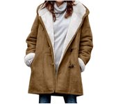 Abrigo de invierno para mujer Chaqueta con capucha de vellón grueso y cálido para mujer Chaqueta parka casual de talla grande-XinHan Marrón XL