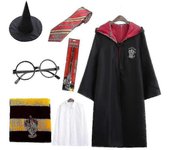 7pcs/Set Harry Potter Cosplay Mago Mágico Vestido de Fantasía Capa de Capa Traje de la Escuela de Hogwarts 7Pcs Rojo Aldut XXL