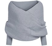Women Knitted Sweater Tops Scarf With Sleeve Wrap Winter Warm Shawl Scarves-
