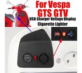 Para Vespa GTS 125 250 300 GTV GTS250 GTS300 Accesorios Teléfono móvil delantero Puerto USB Cargador Pantalla de voltaje Encendedor de cigarrillos