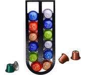 Soporte de pared para oficina con capacidad para 12 estantes de almacenamiento de cápsulas de café (negro)