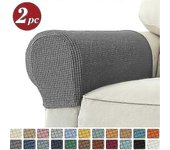 2 piezas Stretch Arm Covers Spandex Jacquard Arm Covers Protector suave y elástico para sillas Sofá sofá Sillón Slipcovers Sofá reclinable gris oscuro