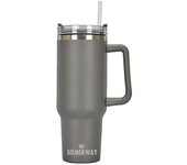 Vaso aislado al vacío de acero inoxidable de taza térmica de 40 oz con pajita reutilizable para viajes de oficina en casa Gris
