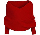 Women Knitted Sweater Tops Scarf With Sleeve Wrap Winter Warm Shawl Scarves-