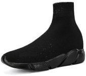Zapatos de calcetín negro de caña alta Suelas gruesas Transpirabilidad Calcetines elásticos Botas Registro 45
