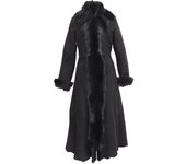 Infinity Leather Abrigo de cuero merino de piel de oveja de piel de oveja toscana de cuerpo entero negro M