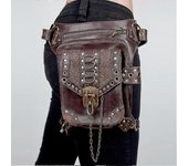 Bolso de cintura gótico Fanny Pack Bolso de cuero Steampunk Bolso lateral Punk Rock Chain Leg Bag para mujeres niñas
