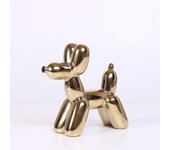 Golden Dog Home Decoration Balloon Figurine Ornament, Small Ceramic Animal Statue Handmade Sculpture Ornament