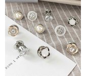 10 piezas Botones de ropa Broche anti-iluminación Botón Escote Fijo Desmontable Ajustable Flor de perla blanca
