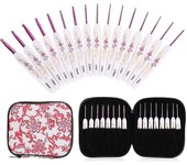 Clover ganchillo ganchillo Set 16pcs con estuche portátil para DIY Hand Knitting Art para los amantes (azul) Rosa